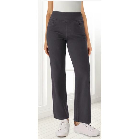 Ease Trousers Women's High Waisted Straight Leg Stretchy GrayPants Size Large - Picture 1 of 12